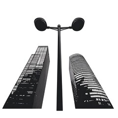 Aufkleber - City Skyscrapers Under Night Light, Urban Architecture, Downtown Silhouette, Background Use