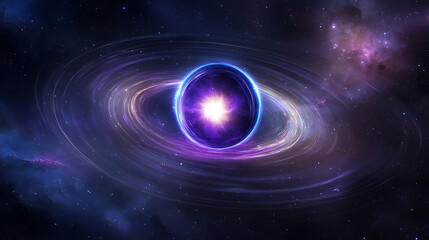 Poster - Luminous Cosmic Phenomenon Captivating Celestial Orb with Enigmatic Galactic Majesty and Nebula Spirals