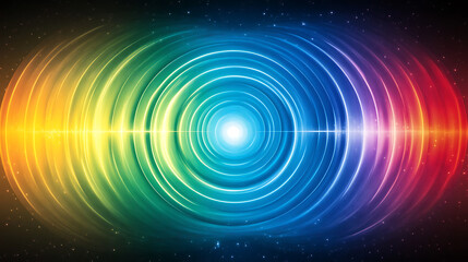 Poster - luminous cosmic ripple effect with radiating light and energy waves in the starry expanse