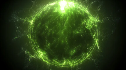 Poster - luminous emerald energy ball power sphere glowing green orb of mystical force field burst effect