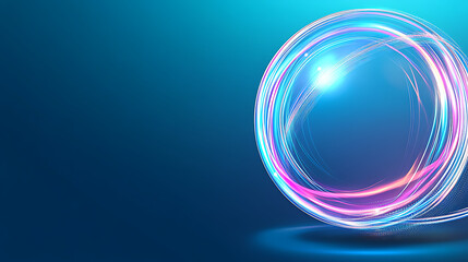 Poster - Luminous Energy Orb Portal of Innovation and Futuristic Technology on Deep Teal Blue Backdrop Design