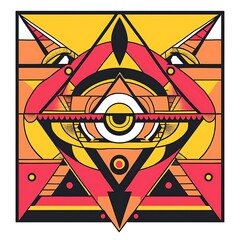 Poster - Geometric abstract design, vibrant colors, shapes, visual art, modern background
