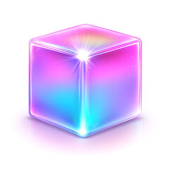 Poster - Luminous Gradient Cube with Dynamic Light Refraction and Intense Center Point Illumination Effects