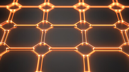 Poster - Luminous Interconnected Geometric Pattern Over Dark Surface Design Illustration Art