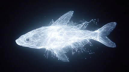 Wall Mural - luminous marine life form glowing fish digital abstract representation of underwater creature
