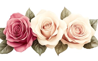 Poster - Three roses, vintage floral arrangement, decorative design, background