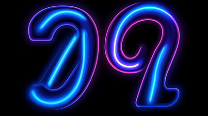 Poster - luminous neon duo number display in electric blue and magenta hues celebrating a special date