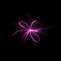 Poster - Luminous Pink Floral Burst on Black Backdrop Radiating Abstract Elegance and Modern Style Aesthetics