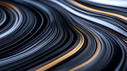 Wall Mural - Abstract flowing lines with a blend of black and gold tones creating a dynamic visual effect