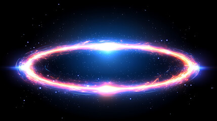 Poster - Luminous Ring Nebula Space Phenomenon Cosmic Energy Field in Black Background with Glowing Particles