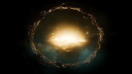 Poster - Luminous Ring of Clouds Cosmic Celestial Portal to Golden Light in a Mystical Sky Realm World