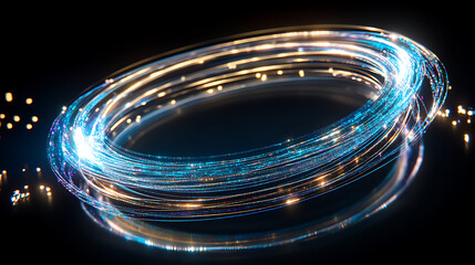 Poster - Luminous Ringlets Light Streams Abstract Background Design Pattern and Reflective Surface Dark Tone