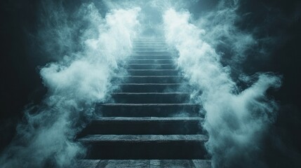 Canvas Print - Mystical stone steps, smoky, mysterious, stairway to heaven