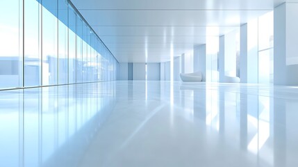 Aufkleber - Modern empty office hall with panoramic city views.  Use for Architecture, interior design, corporate