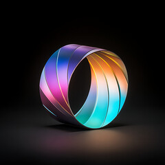 Poster - Luminous Torus Gradient Flow on Black Background Art Installation Elegant Shape Bright Color Ring