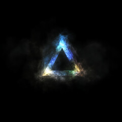Poster - luminous triangle nebula glowing edges abstract celestial cosmic mystery shape isolated on black bac