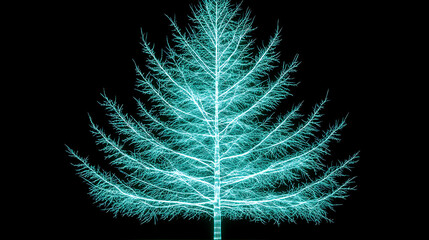 Poster - Luminous Tree Silhouette Against the Darkness Revealing a Digital Abstract Festive Conifer Design