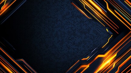 Sticker - Abstract futuristic background with glowing orange lines and dark textured surface for design use