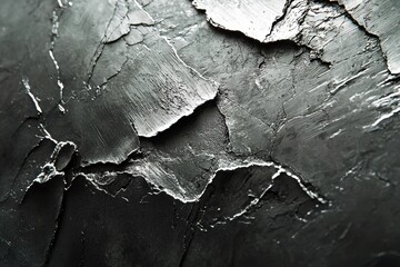 Poster - Abstract close-up of dark, cracked texture with sharp, jagged edges, creating a dramatic and industrial feel, perfect for backgrounds and design elements.