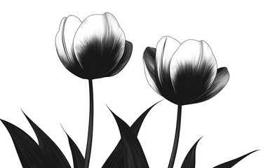 Poster - Black and white tulip illustration