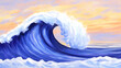 © Big9869 - Magnificent Ocean Wave Crashing Against the Sky at Sunset Oil Painting Coastal Seascape Art