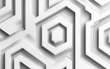 Poster - Abstract geometric pattern, white hexagons, seamless background, design element, 3D effect, backdrop