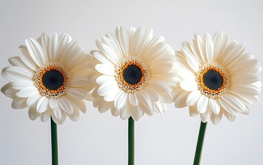 Aufkleber - Three white gerbera daisies in a studio setting