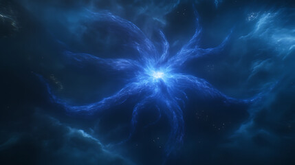 Poster - Mesmerizing Nebula Cosmic Radiance in Starry Universe Space Art with Energetic Light Streams
