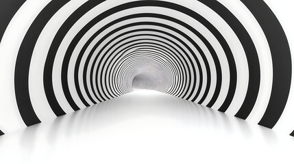 Poster - Mesmerizing Optical Illusion Tunnel with Alternating Black and White Bands Architectural Design