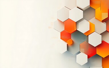 Poster - Hexagons. Abstract multicolored tech mosaic background of orange, gray, and white. Use for presentations