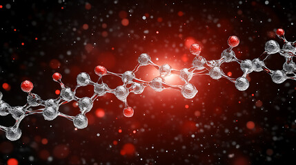 Poster - Molecular Structure Close Up View with Atoms and Connections in a Science Concept 90s Style