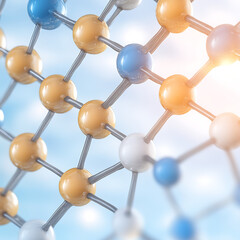 Poster - Molecular Structure Illustration of Interconnected Spheres and Rods in Science and Technology