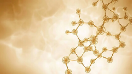 Poster - Molecule Structure Abstract Scientific Gold Background 3d Rendering Medical Pharmaceutical