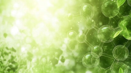 Poster - Molecule Structure Representation with Green Background and Scientific Visualization Style