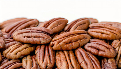 Fototapete - Background featuring pecan texture, showcasing their smooth surface and rich brown color. Ideal for healthy snacks, baking, or natural food concepts. Texture, background.