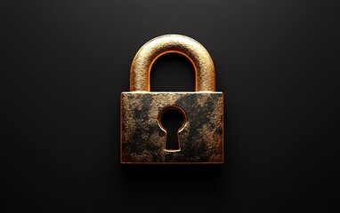 Poster - Golden padlock on black background, security concept, 3D illustration, for website banner or social media post