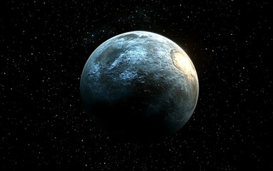 Poster - Frozen moon in space; cosmic celestial body; distant solar system; space exploration; educational resource