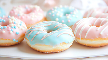 Wall Mural -  pastel white chocolate drizzled donuts