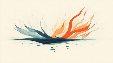 Poster - Abstract art Flames rising from dark water. Conceptual design for backgrounds, digital work