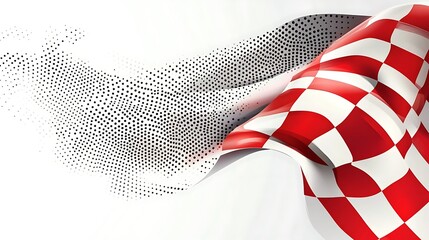 Poster - Checkered flag waving with a dot matrix background. For events, sports or celebrating a win