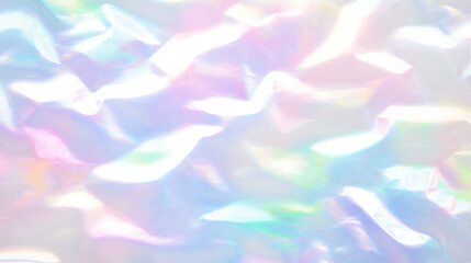 Poster - Opalescent Wavy Texture Abstract Background Holographic Foil Surface with Iridescent Pastel Tones