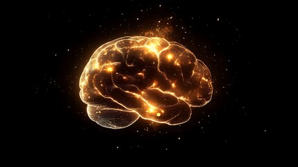 Aufkleber - Glowing brain symbolizing intellect on black backdrop for ads, education, or presentations