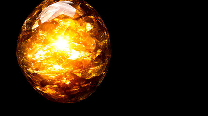 Poster - Orb of Shards Golden Radiance Mystical Sphere Ball of Broken Glass Abstract Energy Illuminated Center