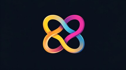 Poster - Colorful knot, abstract design, connection symbol on dark background. Great for a digital asset use