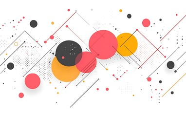 Aufkleber - abstract pattern with overlapping circles and geometric shapes over white background for digital art