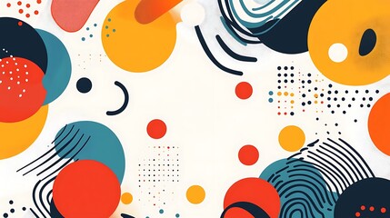 Poster - Abstract design with circles and shapes, neutral background. Design for graphic art project