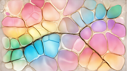 Poster - Pastel Mosaic Cells Organic Formations Background Pattern Colorful Abstract Art Modern Design Unique