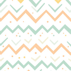 Poster - Pastel Zigzag Chevron Pattern with Soft Colors and Subtle Texture for Textile or Background Design