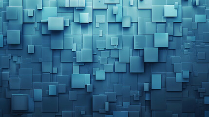 Poster - Abstract blue background featuring a layered arrangement of squares in varying sizes and shades