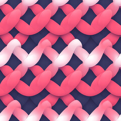 Poster - Pink and White Woven Strands Seamless Pattern Fabric Background Abstract Intertwined Texture Design